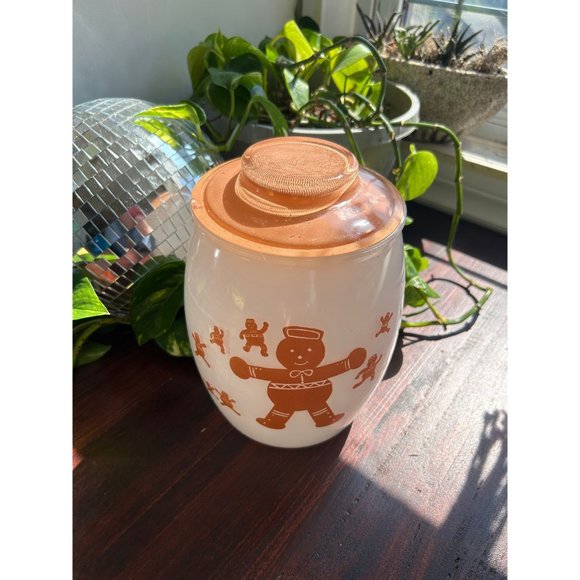 Vintage glass Bartlett Collins gingerbread Christmas cookie jar brown - Picture 2 of 10